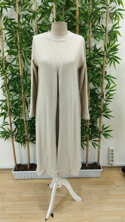 Kadın Askılı Balıkçı Yaka Kısa şardonlu Kaşkorse Elbise Ve Uzun Kollu Ceket Ikili Takım