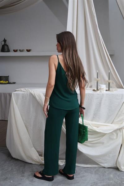 Kadın Askılı Bluz Ve Bol Paça Pantolon Ikili Takım