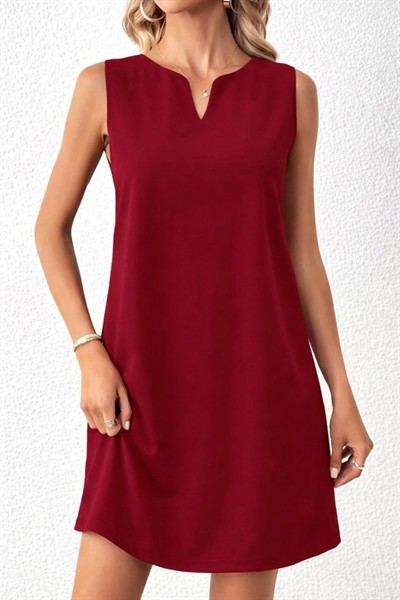 Kadın Askılı V Yakalı Mini Ithal Krep Elbise