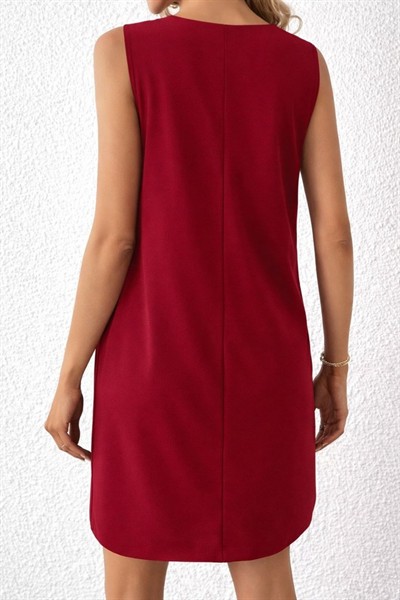 Kadın Askılı V Yakalı Mini Ithal Krep Elbise