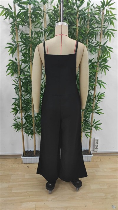 Kadın Askılı Yandan Fermuarlı Geniş Paçalı Valencia Tulum