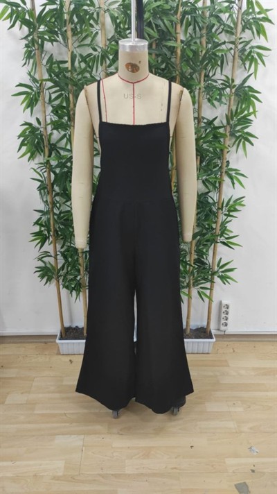 Kadın Askılı Yandan Fermuarlı Geniş Paçalı Valencia Tulum