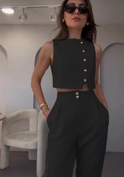 Kadın Atlas Kumaş Yelek Ve Pantolonfırsat ürün Ikili Takım
