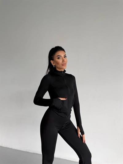 Kadın Balıkçı Yaka Cep Detaylı Ceket Ve Ispanyol Paça Spor Ikili Takım