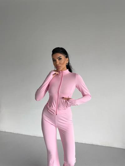 Kadın Balıkçı Yaka Cep Detaylı Ceket Ve Ispanyol Paça Spor Ikili Takım