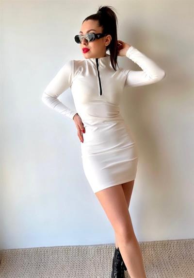 Kadın Balıkçı Yaka Fermuar Detay Mini Elbise