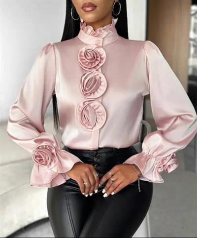 Kadın Balıkçı Yaka Gül Detay Fırsat ürün Gömlek