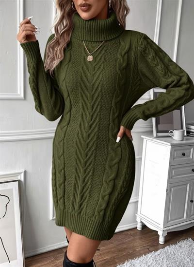 Kadın Balıkçı Yaka Mini Triko Elbise