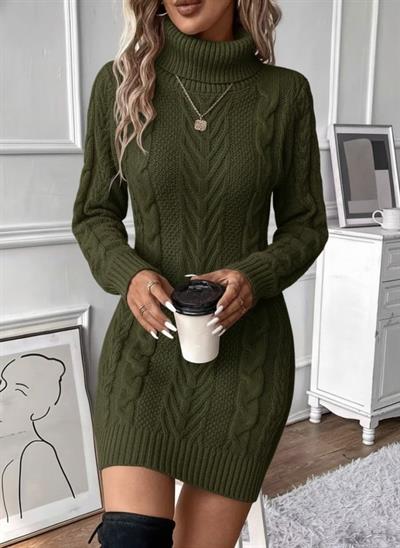 Kadın Balıkçı Yaka Mini Triko Elbise