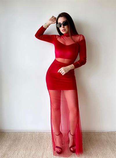 Kadın Balıkçı Yaka Transparan Dekolteli Fırsat ürün Elbise