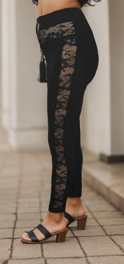 Kadın Bel Ve Yan Dantel Detay Dalgıç Tayt