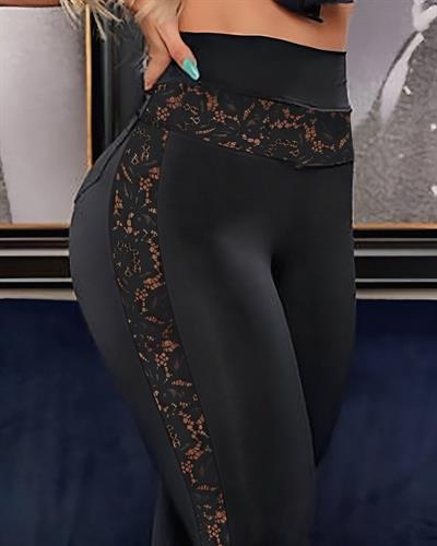 Kadın Bel Ve Yan Dantel Detay Dalgıç Tayt