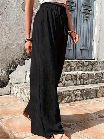 Kadın Beli Lastikli Bol Paça Bürümcük Pantolon