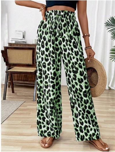 Kadın Beli Lastikli Leopar Desen Süprem Pantolon