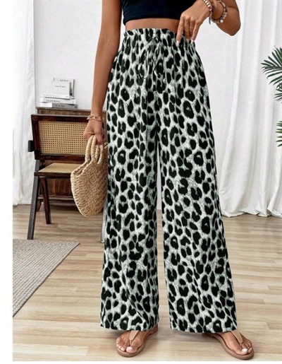 Kadın Beli Lastikli Leopar Desen Süprem Pantolon