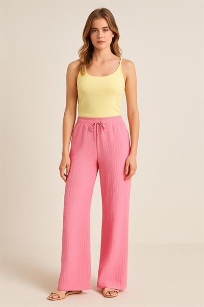 Kadın Beli Lastikli Pol Paça Pantolon