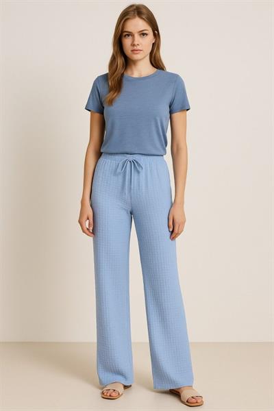 Kadın Beli Lastikli Pol Paça Pantolon