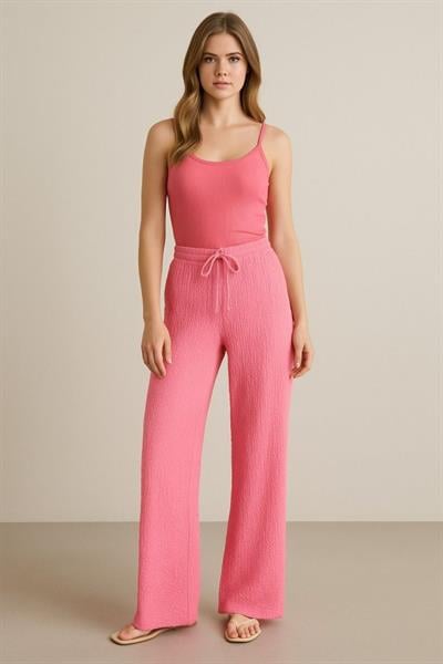 Kadın Beli Lastikli Pol Paça Pantolon