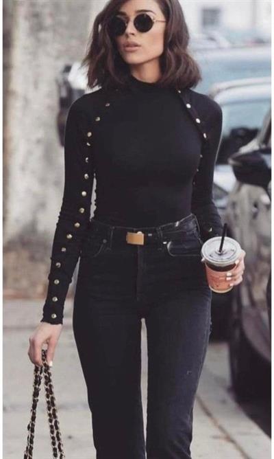 Kadın Bisiklet Yaka Kolları çıtçıtlı Kaşkorse Kumaş Bluz