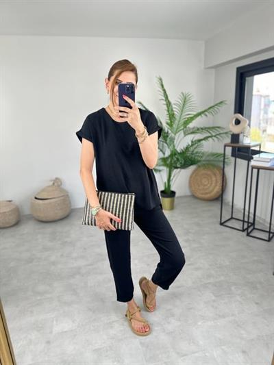 Kadın Bisiklet Yaka Paça Pensli Aerobin Kumaş İkili Takım