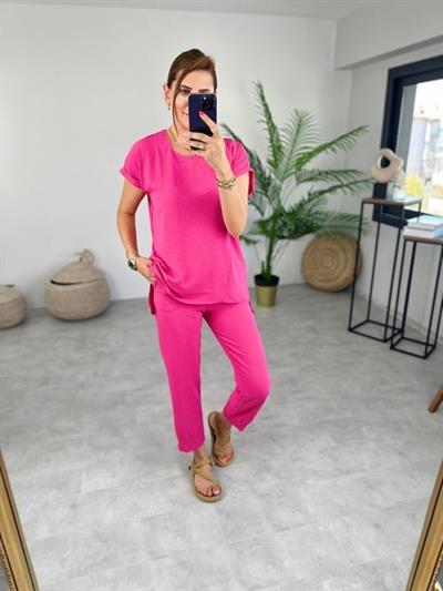 Kadın Bisiklet Yaka Paça Pensli Aerobin Kumaş İkili Takım