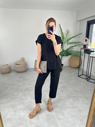 Kadın Bisiklet Yaka Paça Pensli Aerobin Kumaş İkili Takım