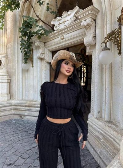 Kadın Bisiklet Yaka Parmak Eldiven Detay Gagari Kumaş Ikili Takım