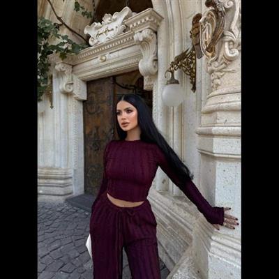 Kadın Bisiklet Yaka Parmak Eldiven Detay Gagari Kumaş Ikili Takım