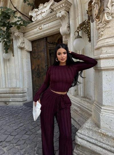 Kadın Bisiklet Yaka Parmak Eldiven Detay Gagari Kumaş Ikili Takım