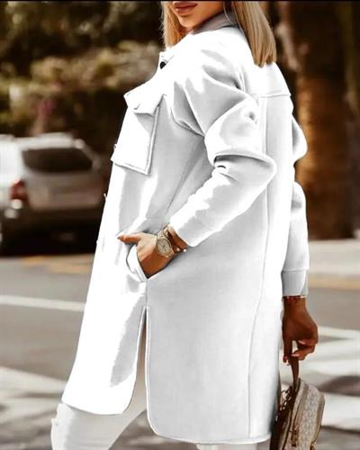 Kadın Cep Detay Uzun Ceket