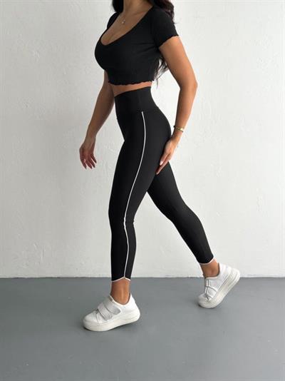 Kadın Dalgıç Kumaş Yüksek Bel Biyeli Tayt