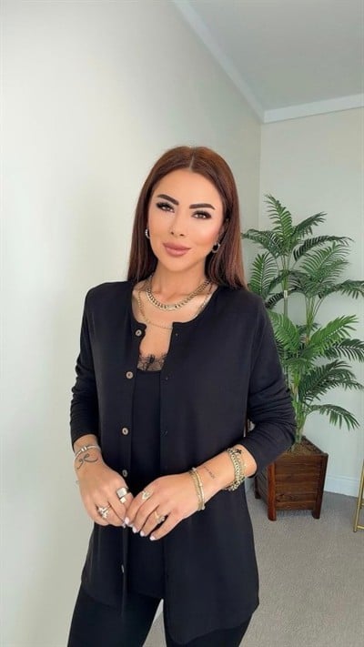 Kadın Dantel Güpür Detay Tek Parça Hırkalı Bluz