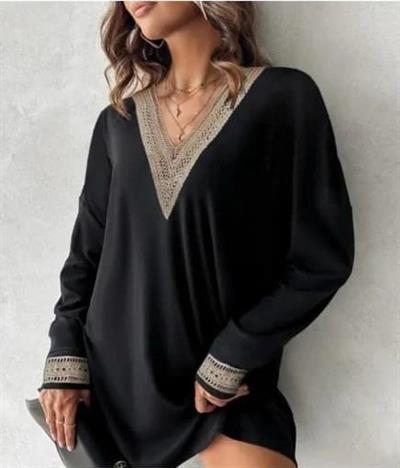 Kadın Dantel Güpür Detay V Yaka Fırsat ürün Mini Elbise