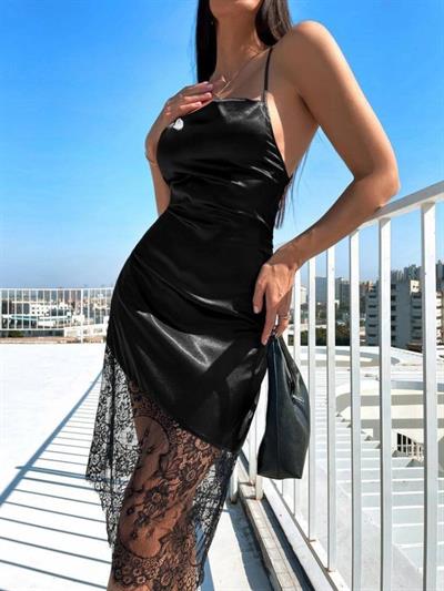 Kadın Derin Göğüs Ve Sırt Dekolteli Dantel Güpür Transparan Fırsat ürün Seksi Elbise