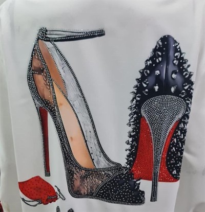 Kadın Desen Baskılı Taş Işlemeli Jessica Kumaş Gömlek