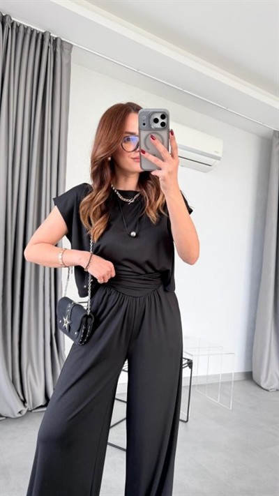 Kadın Drapeli Korse Detay Modal Kumaş Ikili Takim