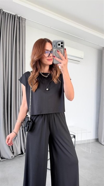 Kadın Drapeli Korse Detay Modal Kumaş Ikili Takim