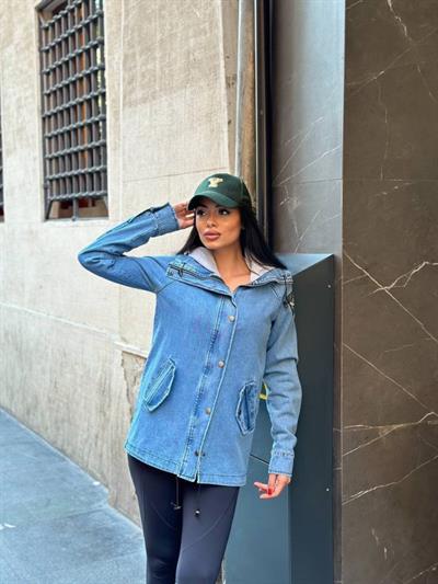 Kadın Ek Parça Kapüşon Kol Arma Detay Gabardin Ceket