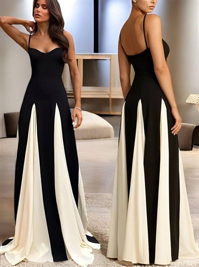 Kadın Eteği Parçalı Sıfır Kol Maxi Elbise