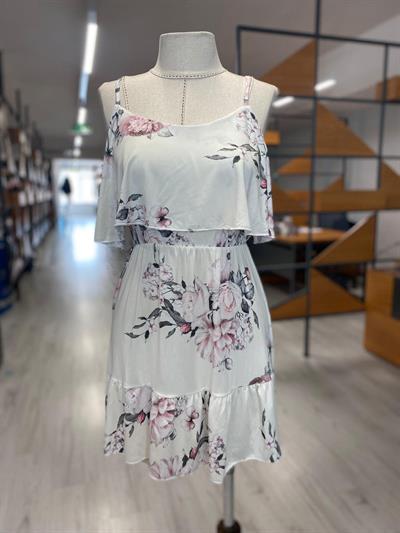 Kadın Gül Desenli Mikro Kumaş Mini Elbise