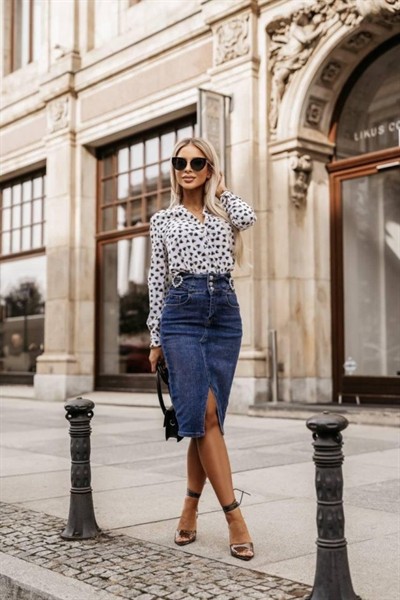 Kadın Hakim Yaka Metal Düğmeli Moskrep Kumaş Bluz