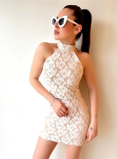 Kadın Halter Yaka Dantel Güpür Detay Sırt Dekolteli Fırsat ürün Mini Elbise