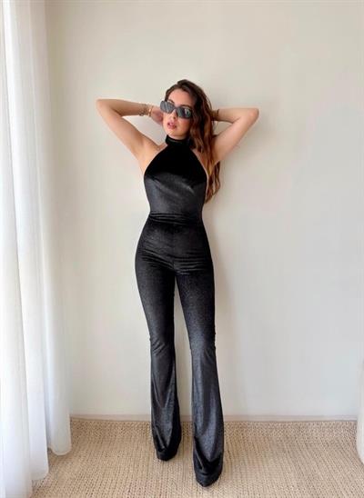 Kadın Halter Yaka Derin Sırt Dekolteli Fırsat ürün Tulum