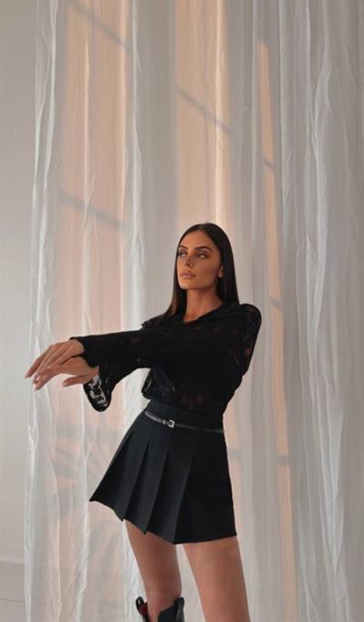 Kadın Iapanyol Kol Gömlek Detay Full Transparan Tül Gömlek