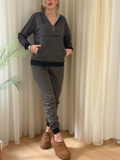 Kadın Iki Iplik Kumaş Fermuar Detay Kapüşonlu Ikili Takım