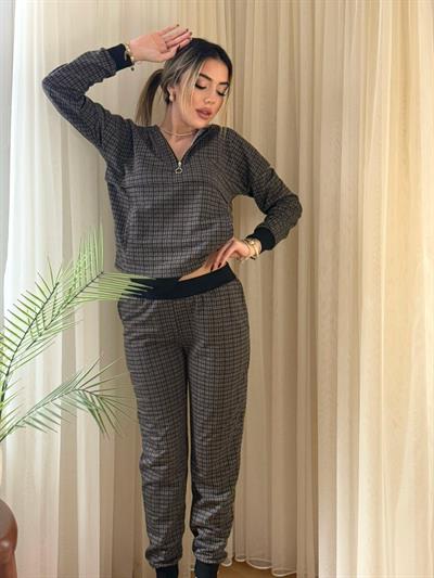 Kadın Iki Iplik Kumaş Fermuar Detay Kapüşonlu Ikili Takım