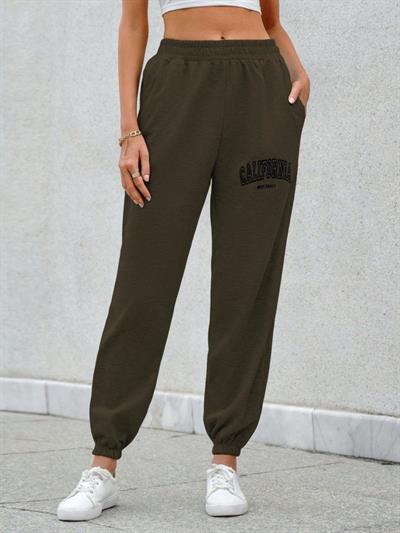 Kadın Iki Iplik Kumaş Paçasında Lastik Detay Eşofman Altı