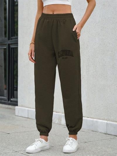 Kadın Iki Iplik Kumaş Paçasında Lastik Detay Eşofman Altı