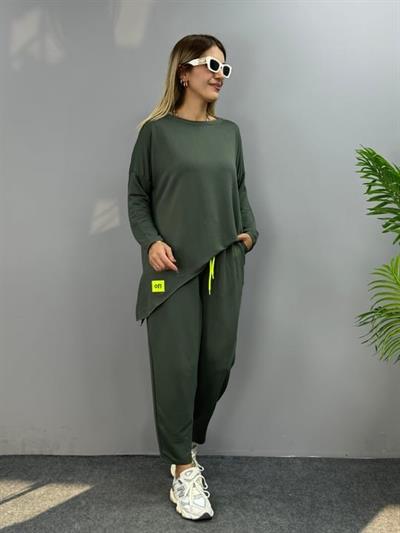 Kadın Iki Iplik Viskon Pamuk Kumaş Arma Detaylı Ikili Takım