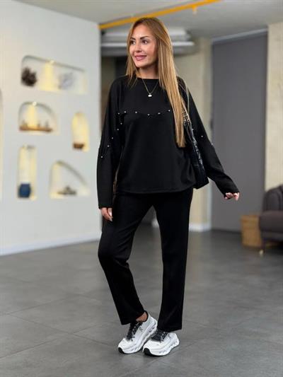 Kadın Inci Detay Modal Kumaş Ikili Takım